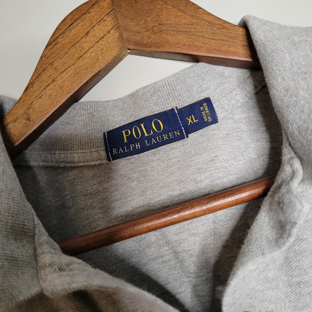 Ralph Lauren‎ Pique Polo Shirt XL Extra Large Gray Blue Pony Men VTG Y2K - Picture 2 of 13